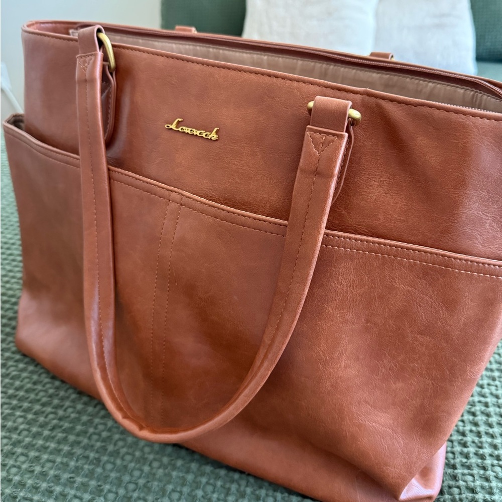 Women’s leather work tote bag